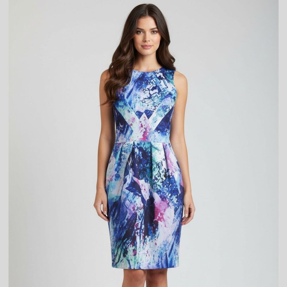 AMANDA UPRICHARD Reeves Dress Heritage Wash Abstract Watercolor Sheath XS - Picture 1 of 9